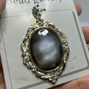 Silver Onyx Shell Pendant Jewelry Enhancer